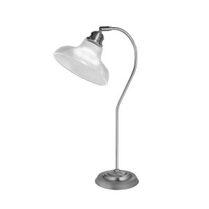 Bistro III Table Lamp, Satin Silver, Pilotphane Glass