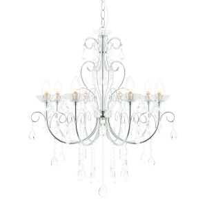 Tabitha 8 Light G9 Polished Chrome IP44 Adjustable Bathroom Pendant Chandelier With Clear Faceted Crystals