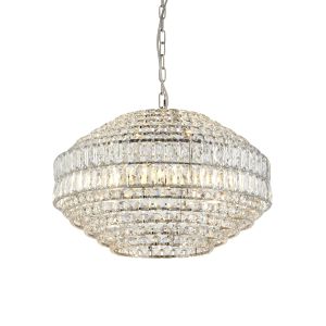 Baccarat 5 Light E14 Bright Nickel Adjustable Pendant With Clear Faceted Crystal Glass