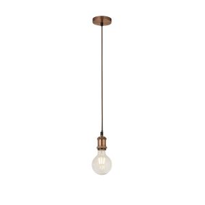 Copper1 Light Suspension Pendant With 1.5m Brown Textile Cable