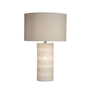 Wave Pattern White Ceramic Dual Light Table Lamp