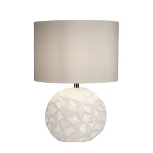 Crinkle Geometric Ball White Ceramic Dual Light Table Lamp