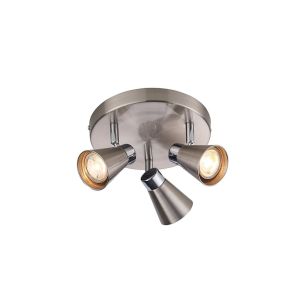 Kai 3 Light GU10 Satin Nickel & Polished Chrome Ceiling Mounted Spot Light