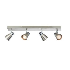 Kai 4 Light GU10 Satin Nickel & Polished Chrome Ceiling Mounted Bar Spot Light