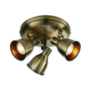 Westbury 3 Light GU10 Antique Brass Ceiling Mounted Spot Light