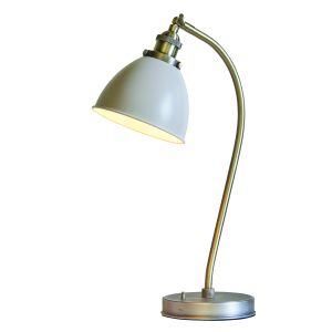 Franklin 1 Light E27 Antique Brass Table Lamp With Toggle Switch & With Vintage Stone Colour Paint Shade