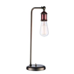 Hal 1 Light E27 Aged Pewter & Aged Copper Table Lamp With Toggle Switch And Adjustable Heads
