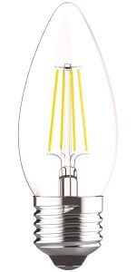 Value Classic LED Candle E27 Dimmable 4W Warm White 2700K  470lm, Clear Finish, 3yrs Warranty