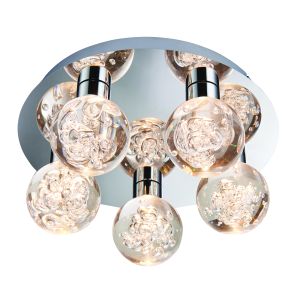 Vera 5 Light 5x3W 3000K, 730lm Integrated LED Polished Chrome IP44 Bathroom Flush Light C/W Clear Acrylic Balls