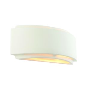 Gianna 1 Light E14 White Curved Ceramic Wall Light With Up and Down Light Pattern