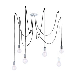 Studio 6 Light E27 Polished Chrome Adjustable Multi Pendant