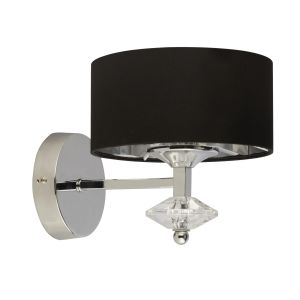 New Milas 1 Light Chrome Wall Light With Black Shade/Silver Inner