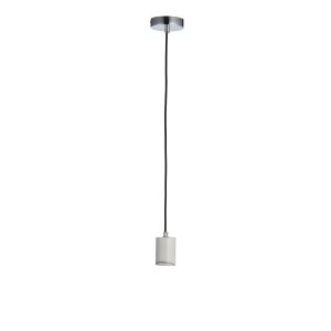Otto 1 Light E27 White/Grey Polished Marble Adjustable Pendant With Black Fabric Cable