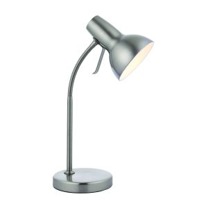 Amalfi 1 Light GU10 Satin Nickel Reading Task Table Lamp With Adjustable Head & USB Socket