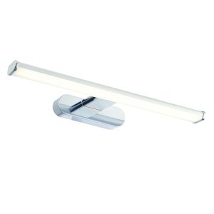 Moda 1 Light 8W Integrated LED 6500K, 600lm Polished Chrome IP44 Wall Light With White Ribbed Shade