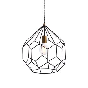 Deco 1 Light E27 Matt Black & Satin gold Adjustable Geometric Shaped Ceiling Pendant