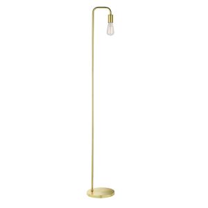Ruben 1 Light E27 Satin Brass Floor Lamp With Inline Foot Switch