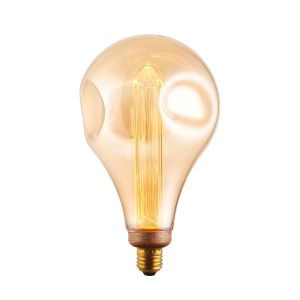 XL E27 2.5W 2300K, 120lm LED Dimple Globe 148mm Bulb With Tinted Amber Glass