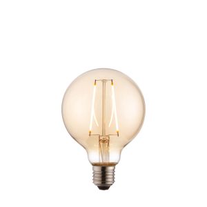 XL E27 2W 2000K, 190lm LED Globe 95mm Bulb With Amber Tint Glass