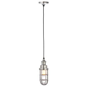 Elcot 1 Light E27 Polished Aluminium Adjustable Cast Industrial Pendant With Clear Glass Shade