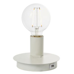 Joshua 1 Light E27 Matt White Painted Switched Table & Wall Lamp With Integrated USB Socket