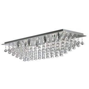 Hanna - 8 Light Rectangle Flush, Chrome, Crystal Pyramid Drops