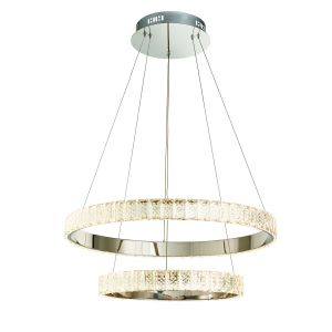 Celeste 2 Tier Light 45W 2760lm LED Integrated Polished Chrome Adjustable Hoop Pendant With K5 Crystal