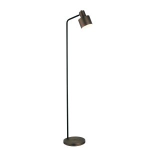 Mayfield 1 Light E27 Dark Bronze & Matt Black Industrial Style Floor Lamp With Switch