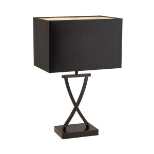 Club 1 Light E27 Table Lamp Polished Chrome Base With Fabric Shade
