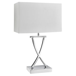 Club Table Lamp, Chrome, White Rectangle Shade