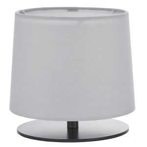 Carlson 1 Light E27 Matt Black Finish Table Lamp With A Light Grey Cotton Mix Shade