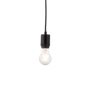 Studio 1 Light E27 Matt Black Adjustable Pendant With Black Fabric Flex