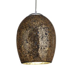 Crackle - 1 Light Pendant, Bronze Mosaic Glass & Satin Silver Suspensionension