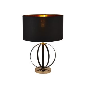 Searchlight 8072BGO Single Table Lamp Black And Gold With Black Shade/Gold Inner Finish