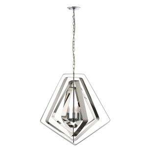 Riona 3 Light E14 Polished Chrome Pendant With Concentric Adjustable Tapered Frames