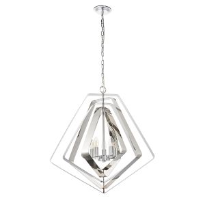 Riona 5 Light E14 Polished Chrome Pendant With Concentric Adjustable Tapered Frames
