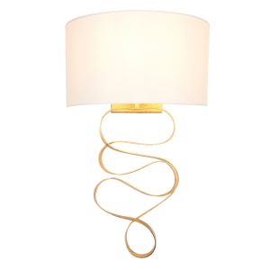 Afflitto 1 Light E27 Dimmable Wall Light Gold With Ivory Shade