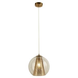 Conio 1 Light Pendant, Satin Brass And Clear Glass