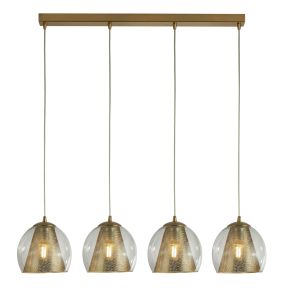 Conio 4 Light Pendant, Satin Brass And Clear Glass