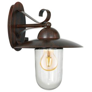 Milton 1 Light E27 Outdoor IP44 Wall Light Antique Brown With Clear Glass