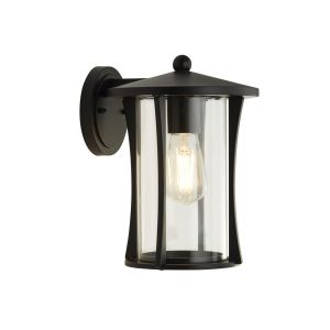 Pagoda 1 Light Outdoor Wall Light In Black With Clear Glass
