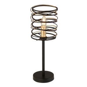Spring 1 Light E14 Table Lamp Black Metal With Gold