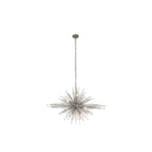 Starburst 10 Light Chrome Pendant With Clear Glass Bead Detail