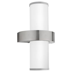 Beverly 2 Light E27 Outdoor IP44 Wall Light Stainless Steel With Silver And White
