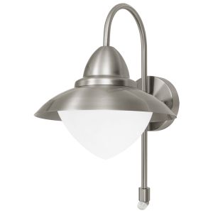 Eglo-87105 Sidney Single PIR Outdoor Wall Light Stainless Steel/Stainless Steel/Opal Glass/White Finish