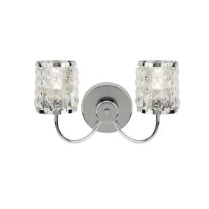 Royal 2 Light Wall Light, Chrome With Crystal Glass