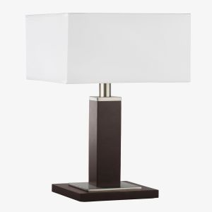 Waverley Table Lamp - 1 Light Brown Wood/Satin Silver Rectangular