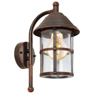 San Telmo 1 Light Outdoor IP44 E27 Wall Light Antique Brown With Clear Glass