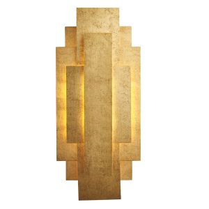 Hidra 2 Light G9 Hand Finished Antique Gold Leaf Rectangular Panel Wall Light