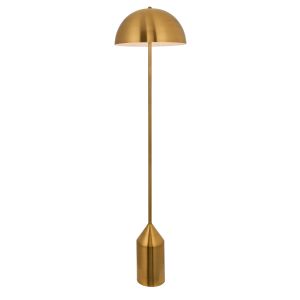 Nova 1 Light E27 Antique Brass With Gloss White Inner Shade Floor Lamp